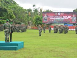 Upacara Peringatan Hari Juang TNI AD KE-77 di Korem 174/ATW